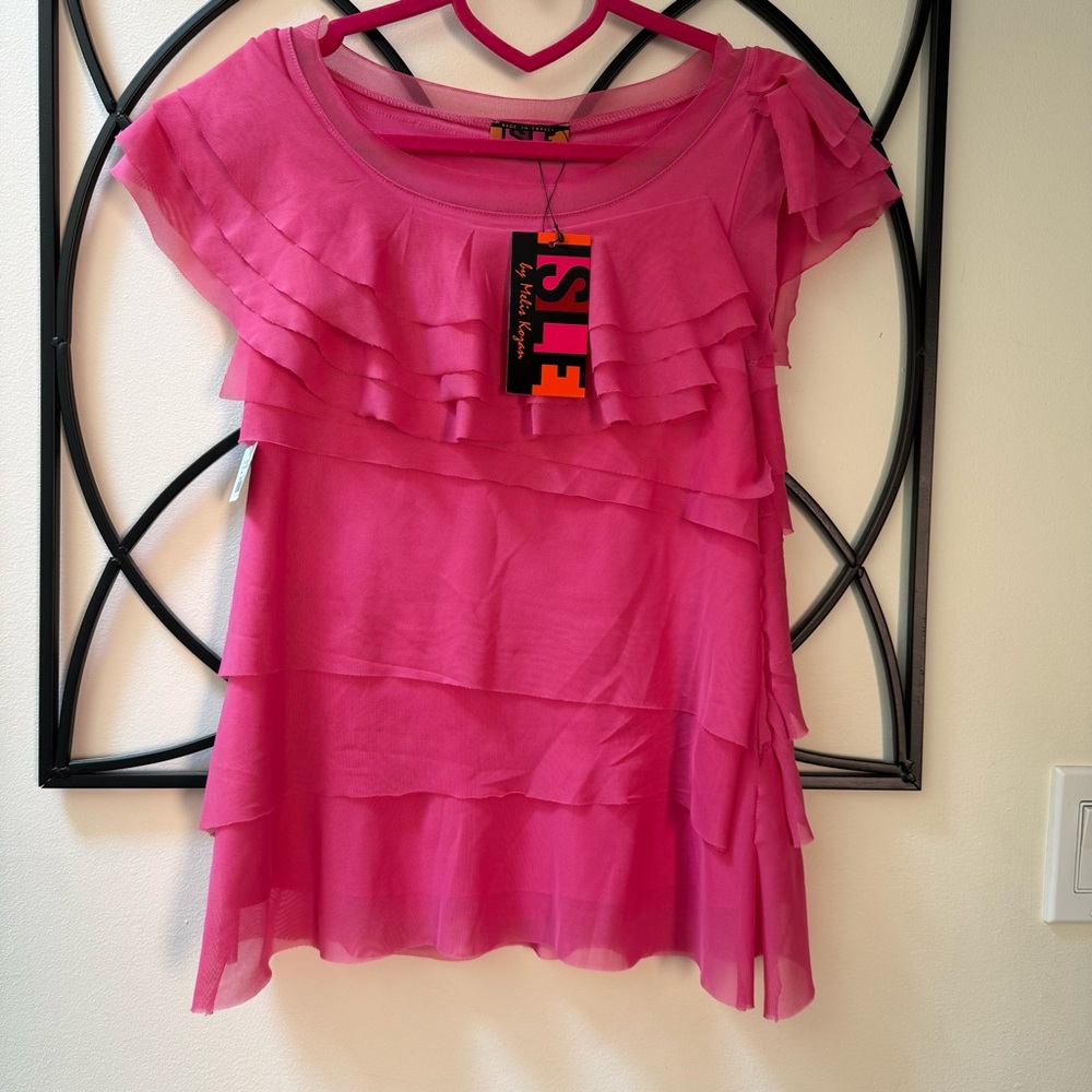 Isle Vibrant Pink Layered Blouse by Melis Kozan